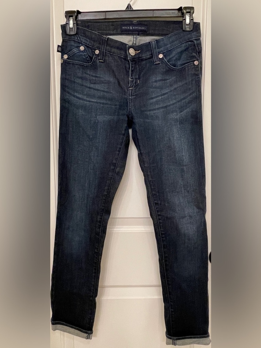 Rock & Republic Straight Leg Jeans in Deep Indigo Blue